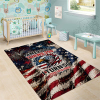 America Turns 250 Happy 50th Birthday Area Rug Patriotic Eagle US Flag Distressed Splatter