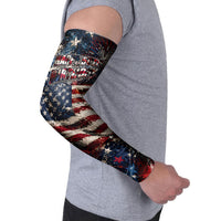 America Turns 250 Happy 50th Birthday Arm Sleeves Patriotic Eagle US Flag Distressed Splatter