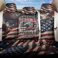 America Turns 250 Happy 50th Birthday Back Car Seat Cover Patriotic Eagle US Flag Distressed Splatter