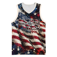 America Turns 250 Happy 50th Birthday Basketball Jersey Patriotic Eagle US Flag Distressed Splatter