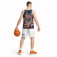 America Turns 250 Happy 50th Birthday Basketball Jersey Patriotic Eagle US Flag Distressed Splatter