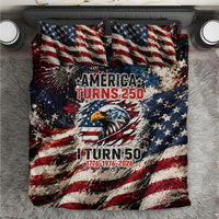 America Turns 250 Happy 50th Birthday Bedding Set Patriotic Eagle US Flag Distressed Splatter