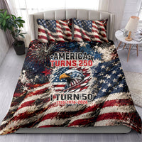 America Turns 250 Happy 50th Birthday Bedding Set Patriotic Eagle US Flag Distressed Splatter