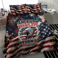 America Turns 250 Happy 50th Birthday Bedding Set Patriotic Eagle US Flag Distressed Splatter