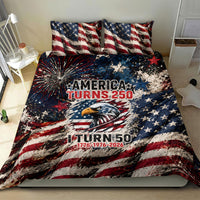 America Turns 250 Happy 50th Birthday Bedding Set Patriotic Eagle US Flag Distressed Splatter