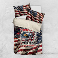 America Turns 250 Happy 50th Birthday Bedding Set Patriotic Eagle US Flag Distressed Splatter