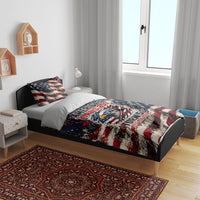 America Turns 250 Happy 50th Birthday Bedding Set Patriotic Eagle US Flag Distressed Splatter