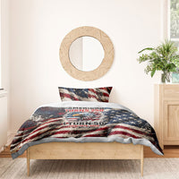 America Turns 250 Happy 50th Birthday Bedding Set Patriotic Eagle US Flag Distressed Splatter
