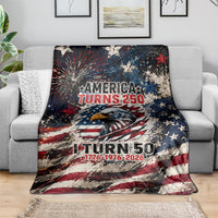 America Turns 250 Happy 50th Birthday Blanket Patriotic Eagle US Flag Distressed Splatter