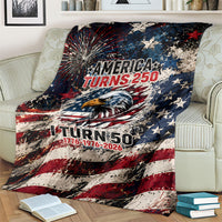 America Turns 250 Happy 50th Birthday Blanket Patriotic Eagle US Flag Distressed Splatter