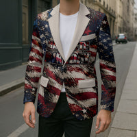 America Turns 250 Happy 50th Birthday Blazer Patriotic Eagle US Flag Distressed Splatter