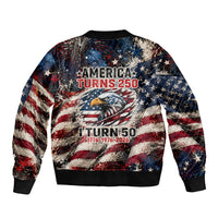 America Turns 250 Happy 50th Birthday Bomber Jacket Patriotic Eagle US Flag Distressed Splatter