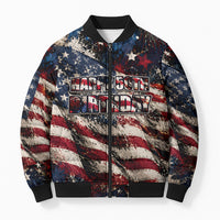 America Turns 250 Happy 50th Birthday Bomber Puffer Jacket Patriotic Eagle US Flag Distressed Splatter