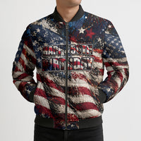 America Turns 250 Happy 50th Birthday Bomber Puffer Jacket Patriotic Eagle US Flag Distressed Splatter