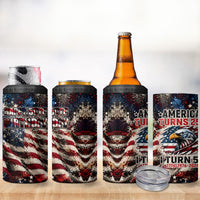 America Turns 250 Happy 50th Birthday 4 in 1 Can Cooler Tumbler Patriotic Eagle US Flag Distressed Splatter