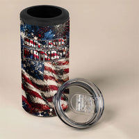 America Turns 250 Happy 50th Birthday 4 in 1 Can Cooler Tumbler Patriotic Eagle US Flag Distressed Splatter