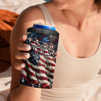 America Turns 250 Happy 50th Birthday 4 in 1 Can Cooler Tumbler Patriotic Eagle US Flag Distressed Splatter
