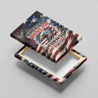 America Turns 250 Happy 50th Birthday Canvas Wall Art Patriotic Eagle US Flag Distressed Splatter