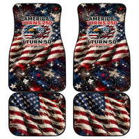 America Turns 250 Happy 50th Birthday Car Mats Patriotic Eagle US Flag Distressed Splatter