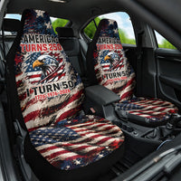 America Turns 250 Happy 50th Birthday Car Seat Cover Patriotic Eagle US Flag Distressed Splatter