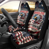 America Turns 250 Happy 50th Birthday Car Seat Cover Patriotic Eagle US Flag Distressed Splatter