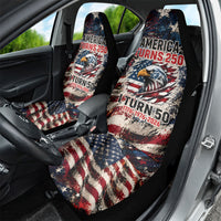 America Turns 250 Happy 50th Birthday Car Seat Cover Patriotic Eagle US Flag Distressed Splatter