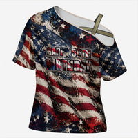 America Turns 250 Happy 50th Birthday Cross Shoulder Shirt Patriotic Eagle US Flag Distressed Splatter