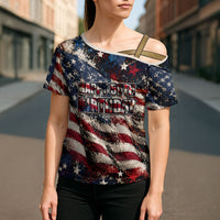 America Turns 250 Happy 50th Birthday Cross Shoulder Shirt Patriotic Eagle US Flag Distressed Splatter