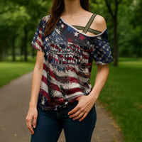 America Turns 250 Happy 50th Birthday Cross Shoulder Shirt Patriotic Eagle US Flag Distressed Splatter