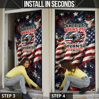 America Turns 250 Happy 50th Birthday Door Cover Patriotic Eagle US Flag Distressed Splatter