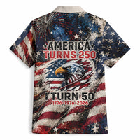 America Turns 250 Happy 50th Birthday Hawaiian Shirt Patriotic Eagle US Flag Distressed Splatter