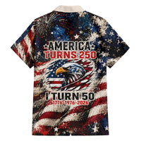America Turns 250 Happy 50th Birthday Hawaiian Shirt Patriotic Eagle US Flag Distressed Splatter