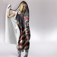 America Turns 250 Happy 50th Birthday Hooded Blanket Patriotic Eagle US Flag Distressed Splatter