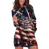 America Turns 250 Happy 50th Birthday Hoodie Dress Patriotic Eagle US Flag Distressed Splatter