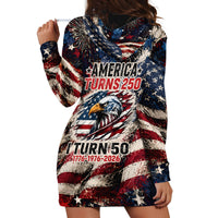 America Turns 250 Happy 50th Birthday Hoodie Dress Patriotic Eagle US Flag Distressed Splatter
