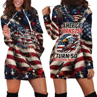America Turns 250 Happy 50th Birthday Hoodie Dress Patriotic Eagle US Flag Distressed Splatter