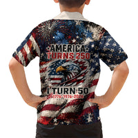 America Turns 250 Happy 50th Birthday Kid Hawaiian Shirt Patriotic Eagle US Flag Distressed Splatter