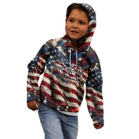 America Turns 250 Happy 50th Birthday Kid Hoodie Patriotic Eagle US Flag Distressed Splatter