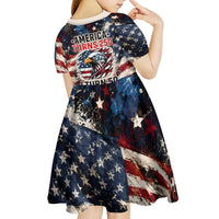 America Turns 250 Happy 50th Birthday Kid Short Sleeve Dress Patriotic Eagle US Flag Distressed Splatter