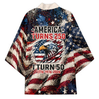 America Turns 250 Happy 50th Birthday Kimono Patriotic Eagle US Flag Distressed Splatter