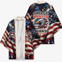 America Turns 250 Happy 50th Birthday Kimono Patriotic Eagle US Flag Distressed Splatter