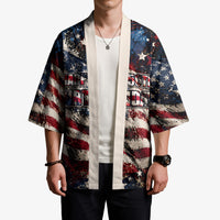 America Turns 250 Happy 50th Birthday Kimono Patriotic Eagle US Flag Distressed Splatter