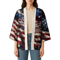 America Turns 250 Happy 50th Birthday Kimono Patriotic Eagle US Flag Distressed Splatter