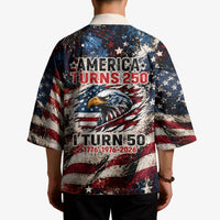America Turns 250 Happy 50th Birthday Kimono Patriotic Eagle US Flag Distressed Splatter