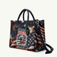 America Turns 250 Happy 50th Birthday Leather Bag Patriotic Eagle US Flag Distressed Splatter