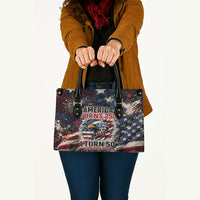 America Turns 250 Happy 50th Birthday Leather Bag Patriotic Eagle US Flag Distressed Splatter