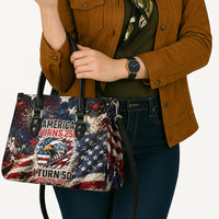 America Turns 250 Happy 50th Birthday Leather Bag Patriotic Eagle US Flag Distressed Splatter