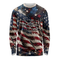 America Turns 250 Happy 50th Birthday Long Sleeve Shirt Patriotic Eagle US Flag Distressed Splatter