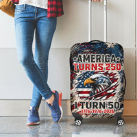 America Turns 250 Happy 50th Birthday Luggage Cover Patriotic Eagle US Flag Distressed Splatter
