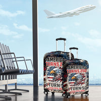 America Turns 250 Happy 50th Birthday Luggage Cover Patriotic Eagle US Flag Distressed Splatter
